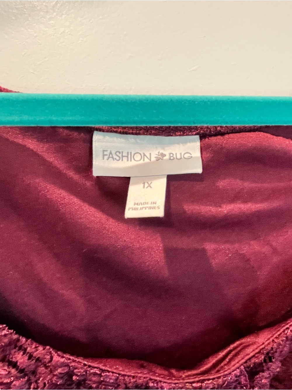 Fashion Bug Burgundy Crushed Lace Scoop Neck Top - Picture 3 of 4
